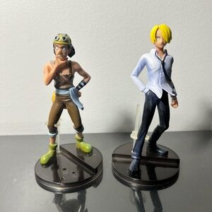 One Piece Figure Lot Sanji Usopp PVC Anime Figures with Display Base No Box